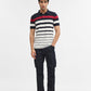 Navy Blue & White Striped Slim Fit Polo T-Shirt | Greenfibre