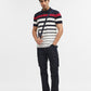 Navy Blue & White Striped Slim Fit Polo T-Shirt | Greenfibre