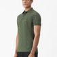 Olive Green Printed Slim Fit Polo T-Shirt | Greenfibre