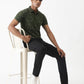 Olive Green Printed Slim Fit Polo T-Shirt | Greenfibre