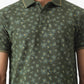 Olive Green Printed Slim Fit Polo T-Shirt | Greenfibre