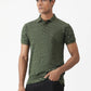 Olive Green Printed Slim Fit Polo T-Shirt | Greenfibre