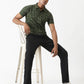 Olive Green Printed Slim Fit Polo T-Shirt | Greenfibre