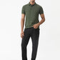 Olive Green Printed Slim Fit Polo T-Shirt | Greenfibre