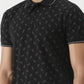Black Printed Slim Fit Polo T-Shirt | Greenfibre