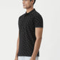Black Printed Slim Fit Polo T-Shirt | Greenfibre