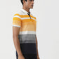 Orange & Navy Blue Striped Slim Fit Polo T-Shirt | Greenfibre