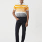 Orange & Navy Blue Striped Slim Fit Polo T-Shirt | Greenfibre