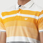 Orange & Navy Blue Striped Slim Fit Polo T-Shirt | Greenfibre