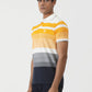 Orange & Navy Blue Striped Slim Fit Polo T-Shirt | Greenfibre