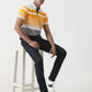 Orange & Navy Blue Striped Slim Fit Polo T-Shirt | Greenfibre