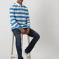 Blue Striped Slim Fit Polo T-Shirt | Greenfibre