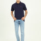 Navy Blue Solid Slim Fit Polo T-Shirt | Greenfibre