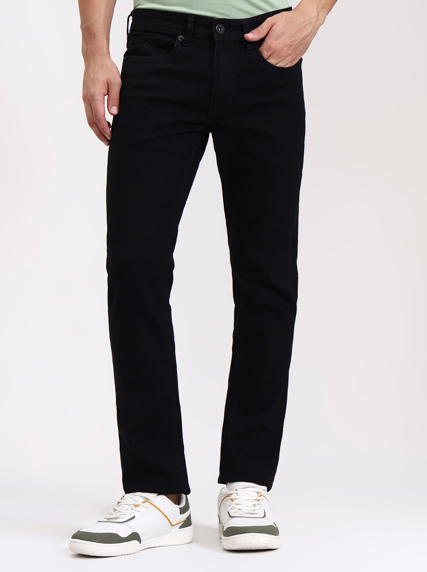 Raw Black Solid Straight Fit Jeans | Greenfibre