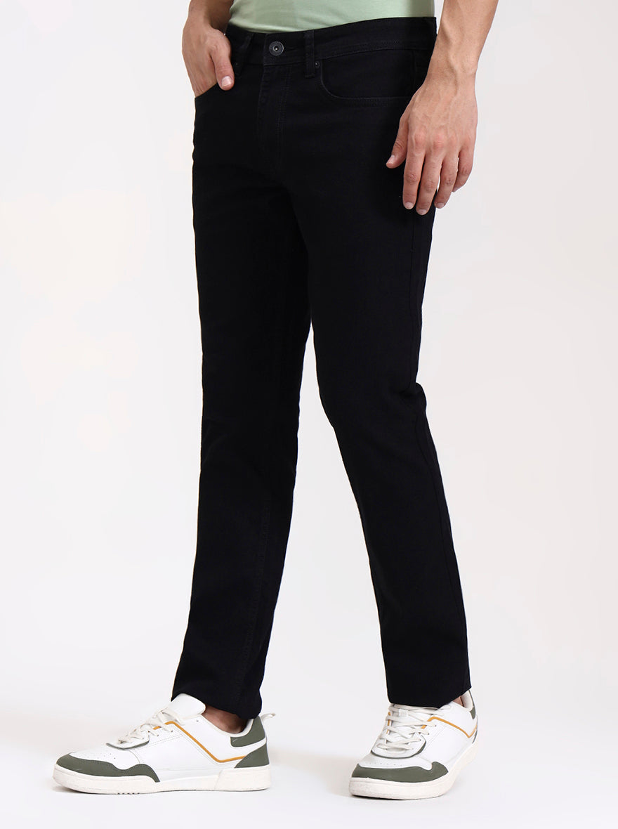 Raw Black Solid Straight Fit Jeans | Greenfibre