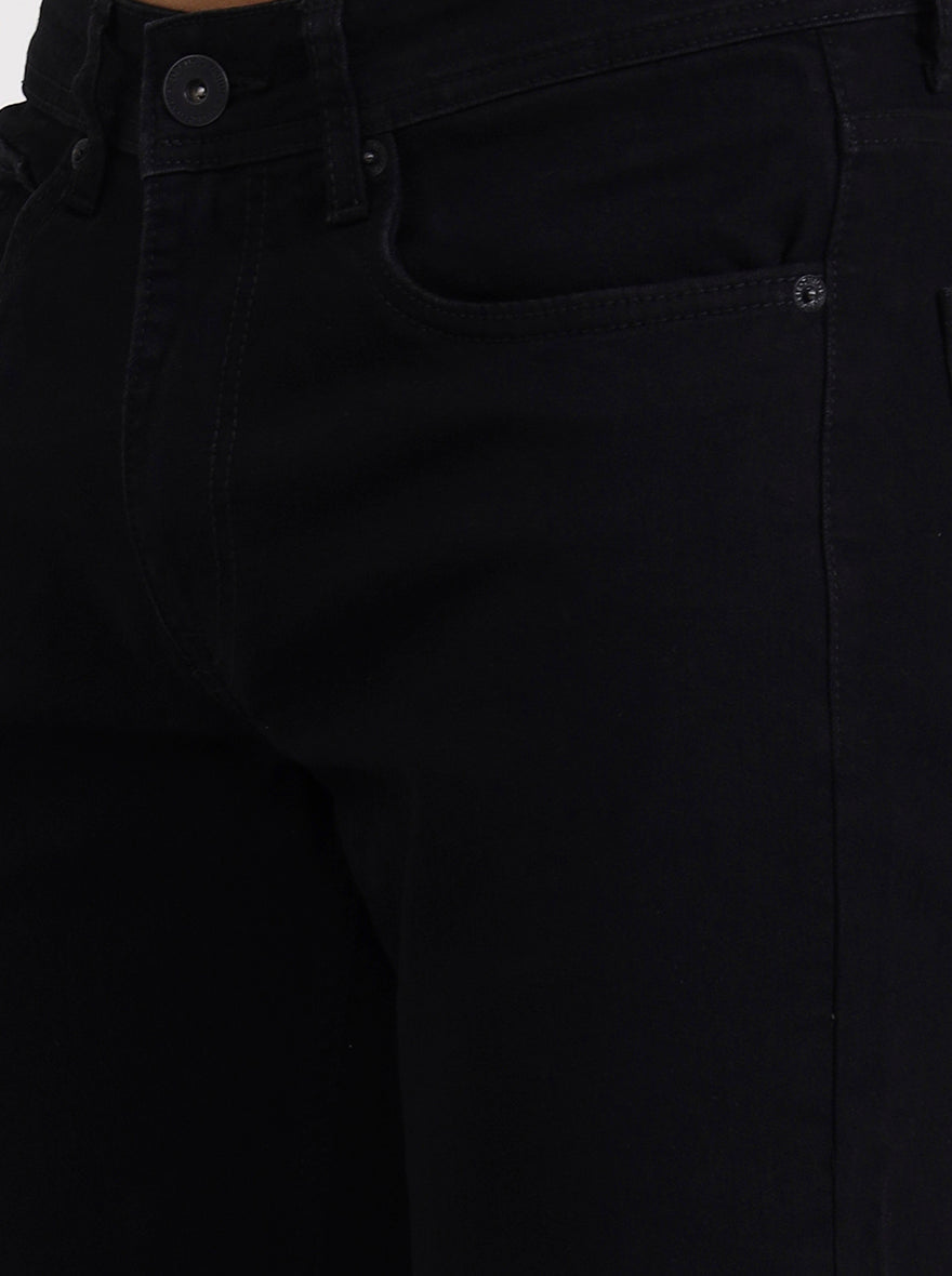 Raw Black Solid Straight Fit Jeans | Greenfibre