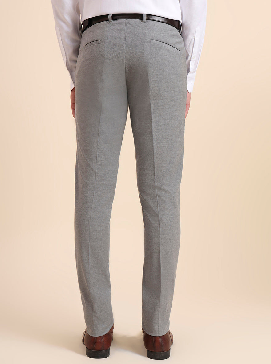 Grey Solid Super Slim Fit Formal Trouser | Greenfibre