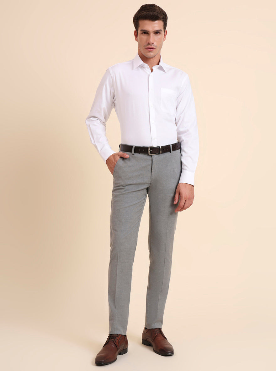 Grey Solid Super Slim Fit Formal Trouser | Greenfibre