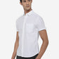 White Solid Slim Fit Semi Casual Shirt | Greenfibre