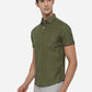 Olive Green Solid Slim Fit Semi Casual Shirt | Greenfibre