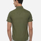 Olive Green Solid Slim Fit Semi Casual Shirt | Greenfibre