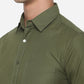 Olive Green Solid Slim Fit Semi Casual Shirt | Greenfibre