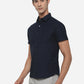 Navy Blue Solid Slim Fit Semi Casual Shirt | Greenfibre