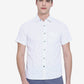 Bright White Printed Slim Fit Semi Casual Shirt | Greenfibre