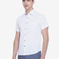 Bright White Printed Slim Fit Semi Casual Shirt | Greenfibre