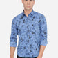 Palace Blue Printed Slim Fit Semi Casual Shirt | Greenfibre