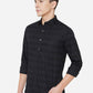 Black Striped Slim Fit Semi Casual Shirt | Greenfibre