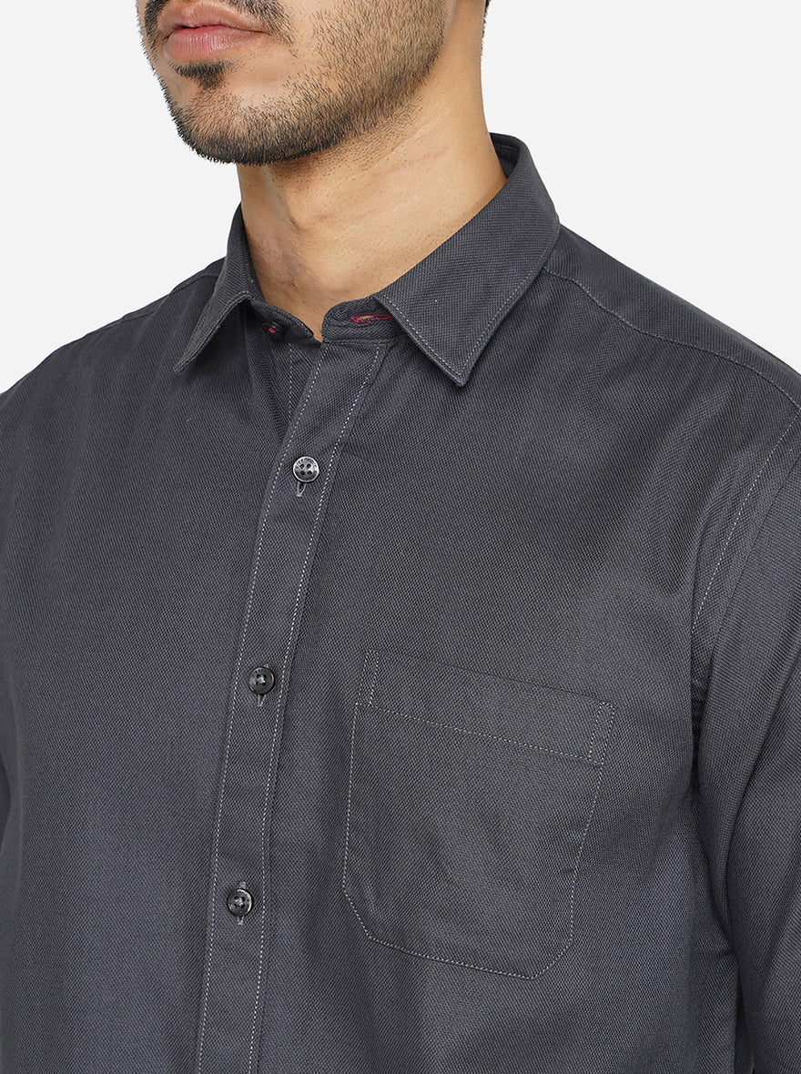 Grey Solid Classic Fit Casual Shirt | Greenfibre