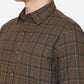 Brown Checked Slim Fit Semi Casual Shirt | Greenfibre