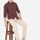 Maroon Checked Slim Fit Semi Casual Shirt | Greenfibre