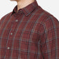 Maroon Checked Slim Fit Semi Casual Shirt | Greenfibre