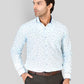 Sky Blue Printed Slim Fit Party Wear Shirt | Greenfibre