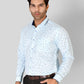 Sky Blue Printed Slim Fit Party Wear Shirt | Greenfibre