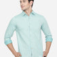 Sea Green Solid Slim Fit Semi Casual Shirt | Greenfibre