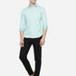 Sea Green Solid Slim Fit Semi Casual Shirt | Greenfibre