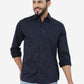 Navy Blue Printed Smart Fit Semi Casual Shirt | Greenfibre