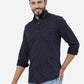 Navy Blue Printed Smart Fit Semi Casual Shirt | Greenfibre