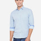 Sky Blue Printed Slim Fit Casual Shirt | Greenfibre