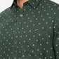Olive Green Printed Smart Fit Semi Casual Shirt | Greenfibre
