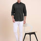 Olive Green Solid Smart Fit Semi Casual Shirt | Greenfibre