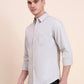 Light Grey Solid Slim Fit Casual Shirt | Greenfibre