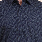 Navy Blue Printed Smart Fit Semi Casual Shirt | Greenfibre
