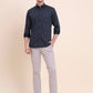Navy Blue Printed Smart Fit Semi Casual Shirt | Greenfibre