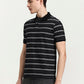 Black & White Striped Slim Fit Polo T-Shirt | Greenfibre