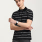 Black & White Striped Slim Fit Polo T-Shirt | Greenfibre