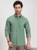 Fren Green Solid Slim Fit Casual Shirt | Greenfibre